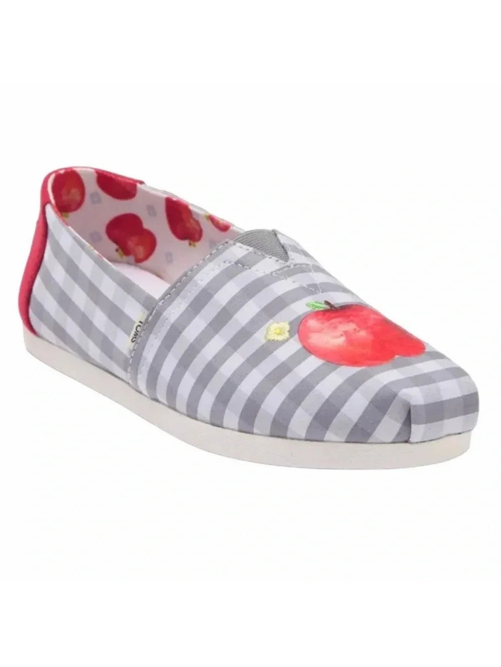 TOMS x Once Upon a Farm 11 Glacier Gray Gingham Apple Floral Alpargata Flats